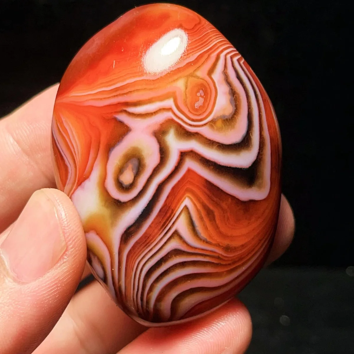 Gift Stone Colorful Pattern Banded Agate, Tumbled Polished Stone, Birthday Gift, Natural Stone, Crystal Collection, Desk Decor