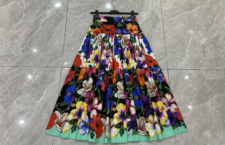 Seifrmann Casual printed cotton two-piece round neck short-sleeved top high waist skirt suit 2026 summer new women's clothing
