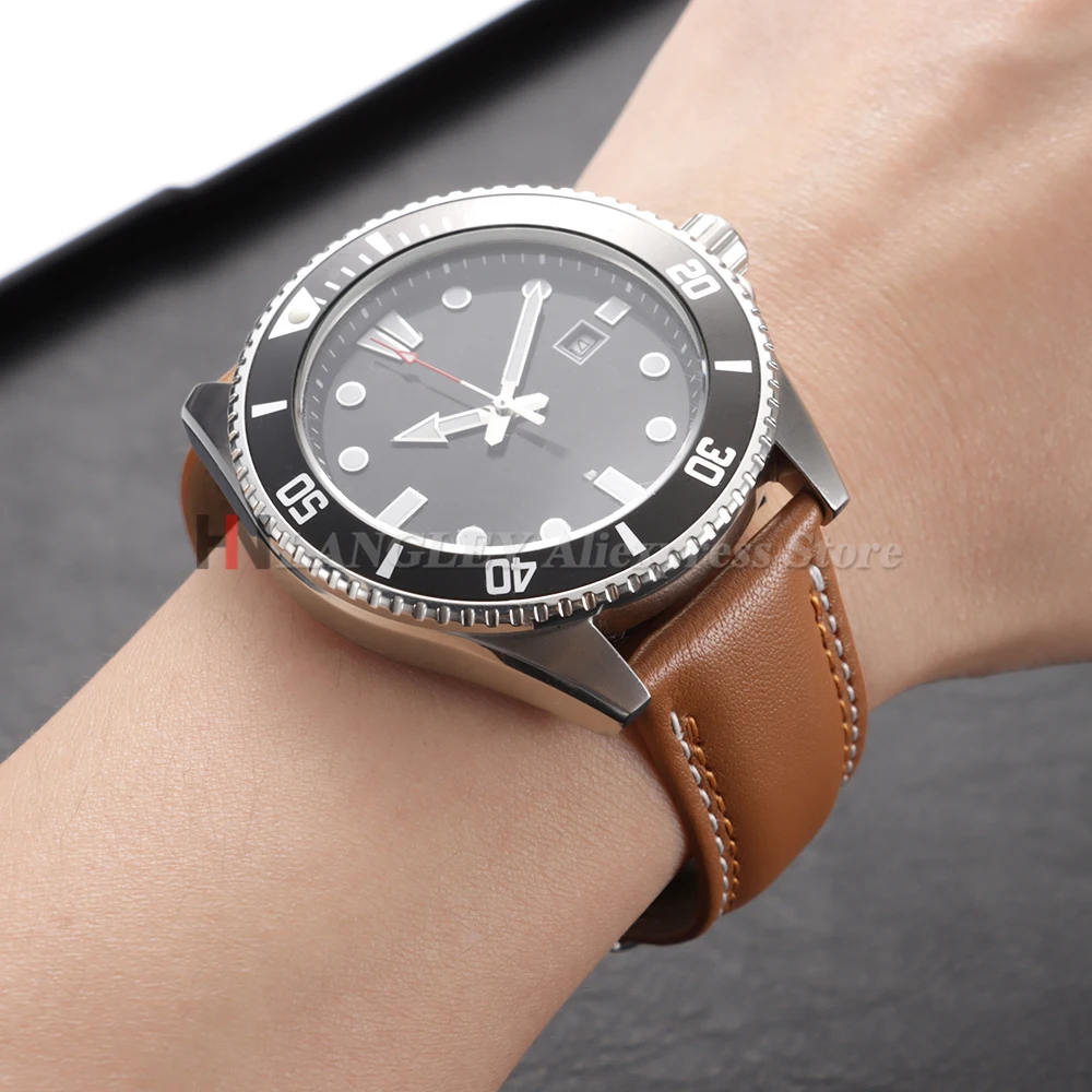 Calfskin Genuine Leather Watchband for Omega Business Watch Band for Seiko 20mm 22mm 24mm Butterfly Buckle Stitching Sport Strap view 4
