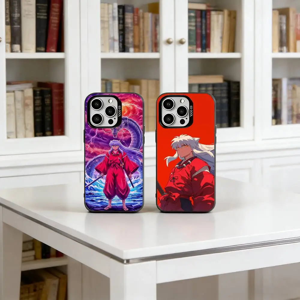 

Anime L-Inuyasha Phone Case For iPhone 17,16,15,14,13,12,11 Plus,Pro Max,XS,Colored Silver Plated Inside Cover