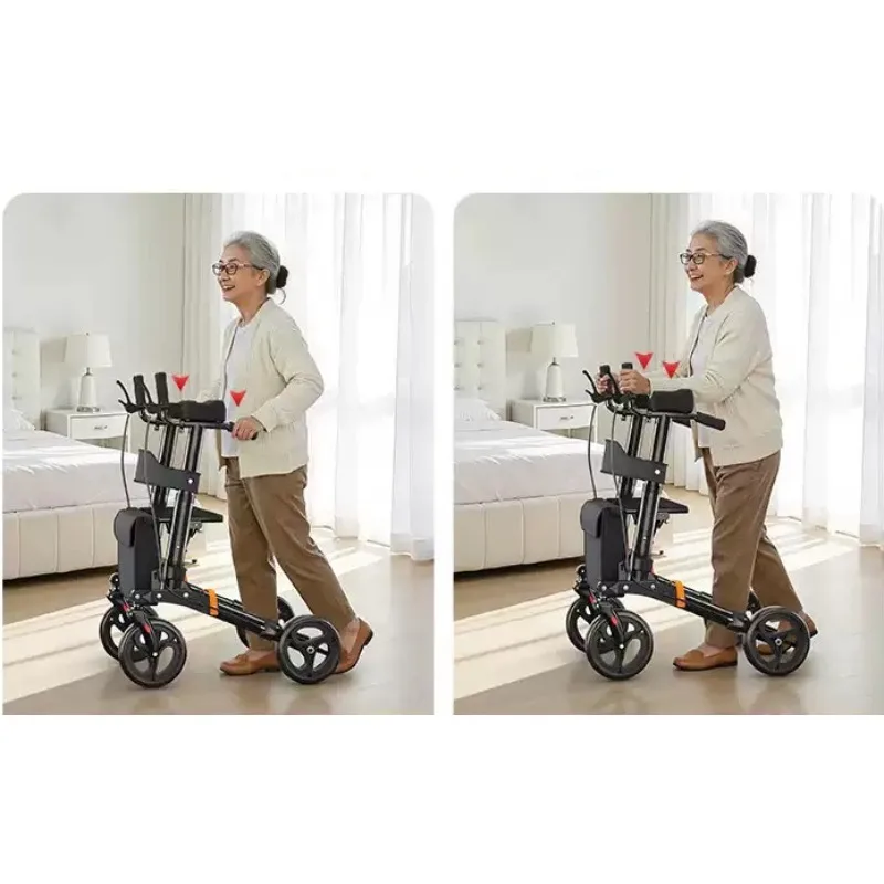 Multifunctional Elderly Walker with Seat Rehabilitation Mobility Trolley Walking Aid for People with Limited Leg Mobility