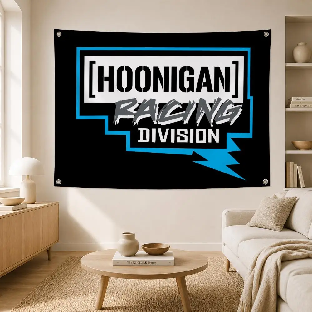 Automotive Brand Hoonigan Flags Home Yard Garden Wall Hanging Flag Indoor Outdoor Banner Decor for Patio Backdrop Art