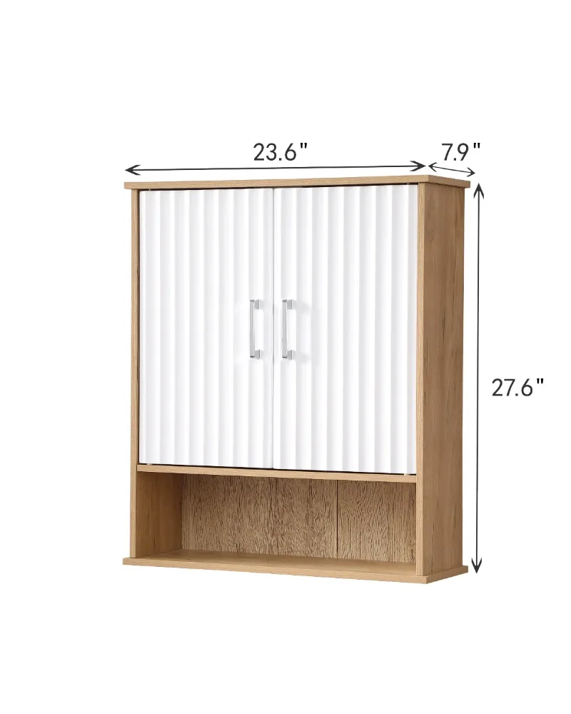 Easy Installation Bathroom Wall Cabinet with Double Door Bottom Shelf