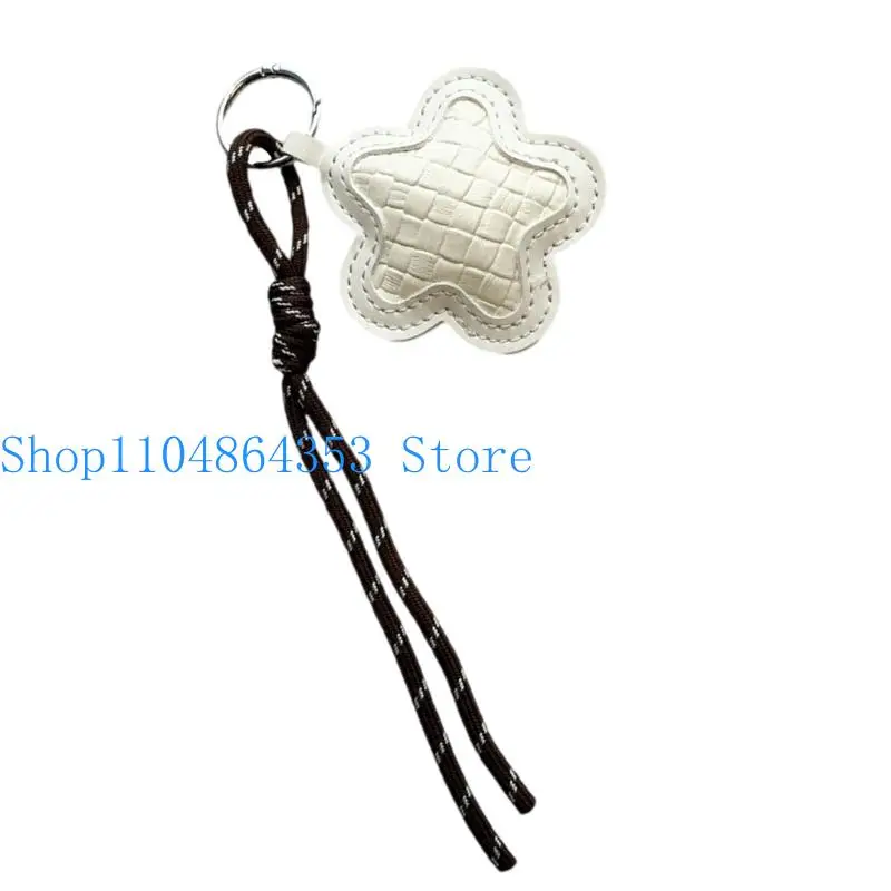 652F Modern Geometric Keychain Fine Stitched PU Leather Hanging Decoration Accessory Versatile Use for Daily Essential