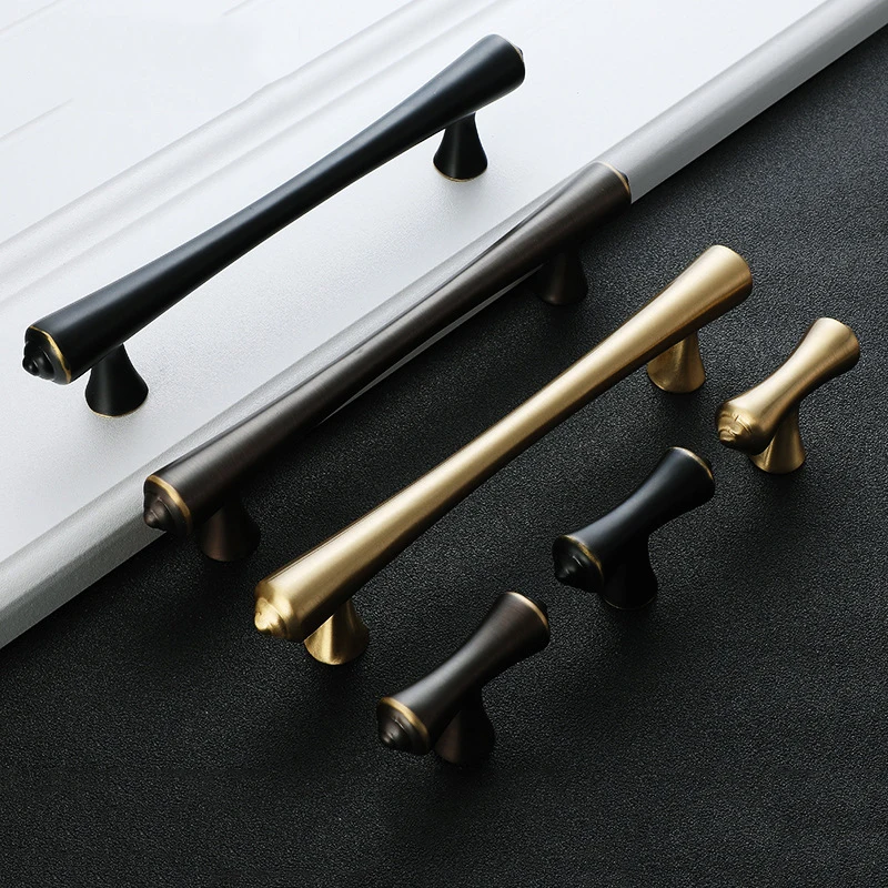 

American Style Pure Copper Cabinet Door Handle, Brass Handle, Modern and Simple Black Gold Drawer, Cabinet All Copper Handle