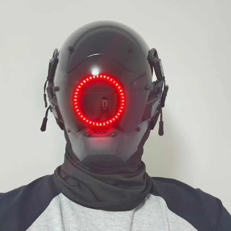 Cyberpunk masks will emit light, circular LED role-playing helmets, men's and women's parties, Halloween masks, future technolog