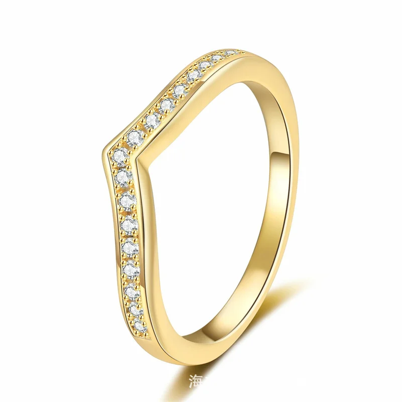 

ZFSILVER Fashion Luxury Classic High Quality s925 Silver Moissanite Letter V Ring For Charm Women Accessories Jewelry Gift JR071