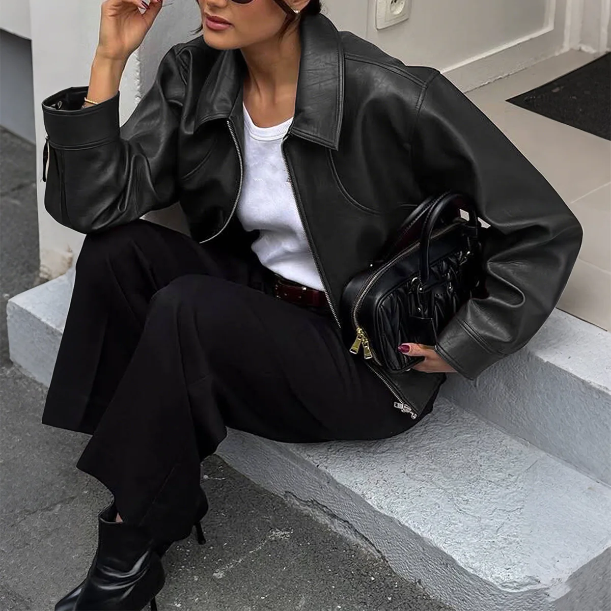 سترات منفوخة للنساء سترة طيار للخريف من الكتان ذات أساور مكبلة احترافية كلاسيكية جاهزة الحد الأدنى OL يوميًا