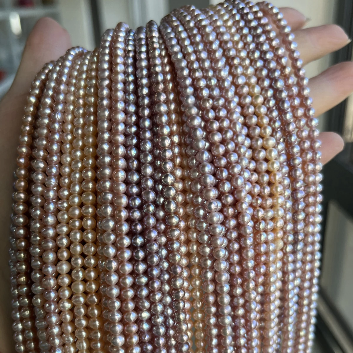 4-4.5mm High Quality Near-round Natural Freshwater Pearl Pink Purple Beads for Jewelry Making DIY Necklace Bracelet Accessories