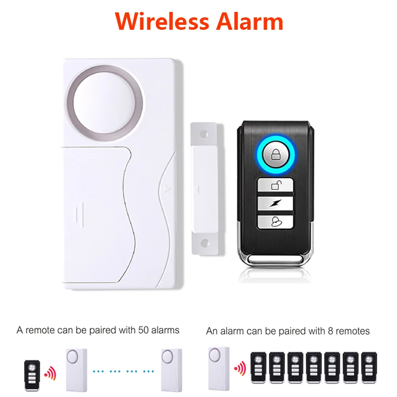 

108dB Wireless Remote Control Door Alarms Door Window Cabinet Loud Anti-Theft Alarm Door Magnet Home Security Alarm Set