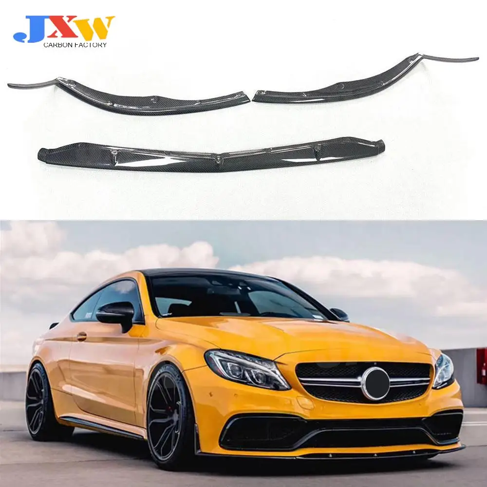 for Mercedes Benz C Class W205 C205 C63 AMG Coupe 2015 - 2019 Carbon Fiber Front Bumper Lip Spoiler Splitters  FRP