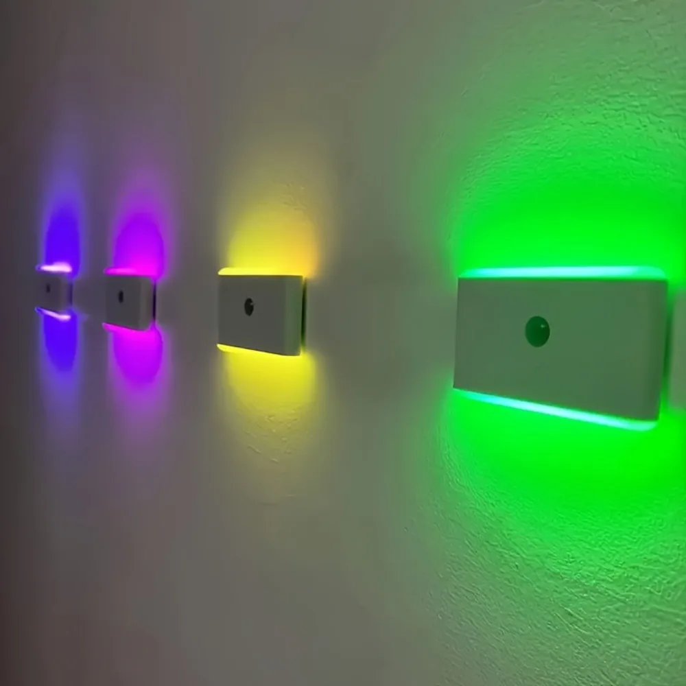 

1 шт. USB перезаряжаемый светодиодный датчик движения - тонкий, настенный, RGB ночник для коридоров, хранения, шкафов, кухонь,