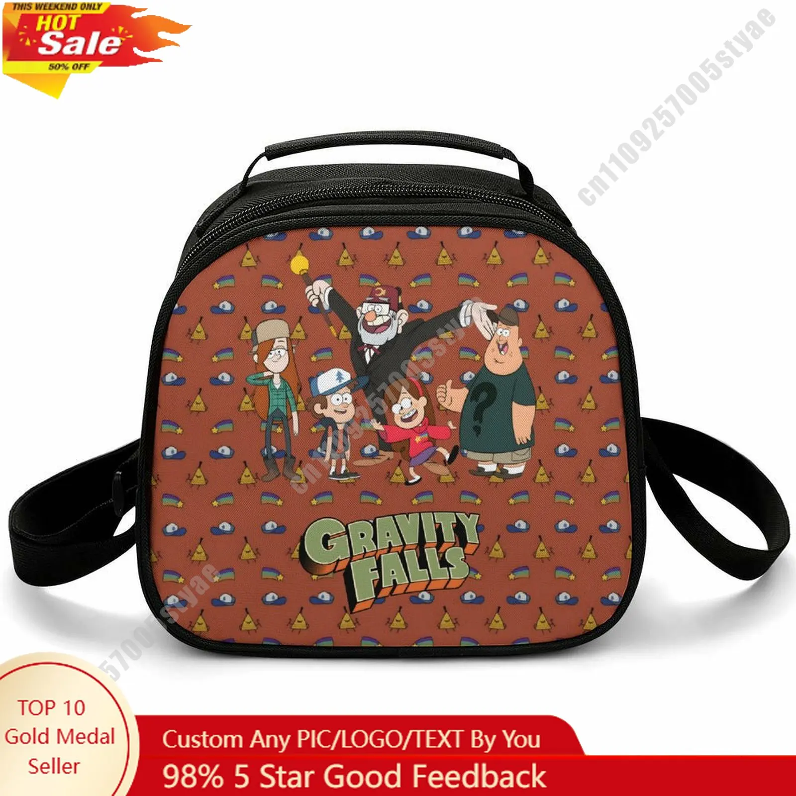 

Gravity Falls Lunch Bag Disney Animal Patterns Bento Bag Customizable Name Photo Logo Lunchbox Essential Picnic Bag Cosplay