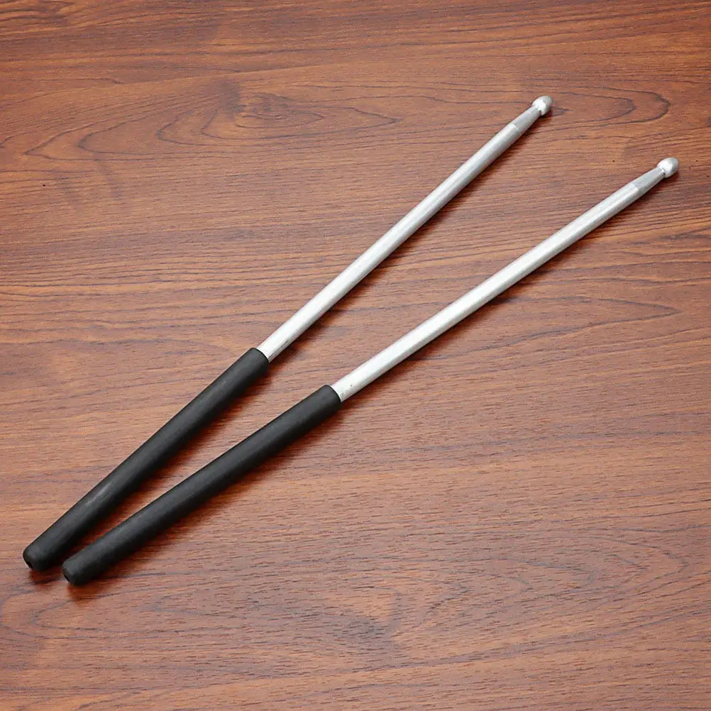 1Pair Metal Drumsticks Simple Design Comfortable Grip Portable Drum Sticks for Adults Beginners Jazz Rock Band Practice