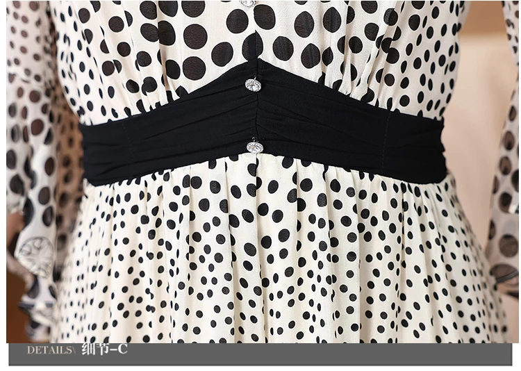 ชุดเดรสยาวผ้าไหมพิมพ์ลายดอกไม้สไตล์โบฮีเมียนสำหรับฤดูใบไม้ผลิ 2025 ชุดเดรสสั้นลายจุดสีดำสไตล์วินเทจสำหรับฤดูร้อนสำหรับผู้หญิง ชุดเดรสหลวมๆสำหรับงานปาร์ตี้และงานกลางคืน