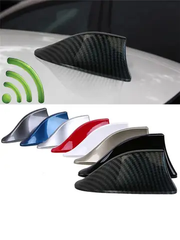 New Universal Carbon Fiber Look Car Roof Top Mount Shark Fin Aerial Antenna Toppers Auto Radio AM FM Antenna Signal Amplifie