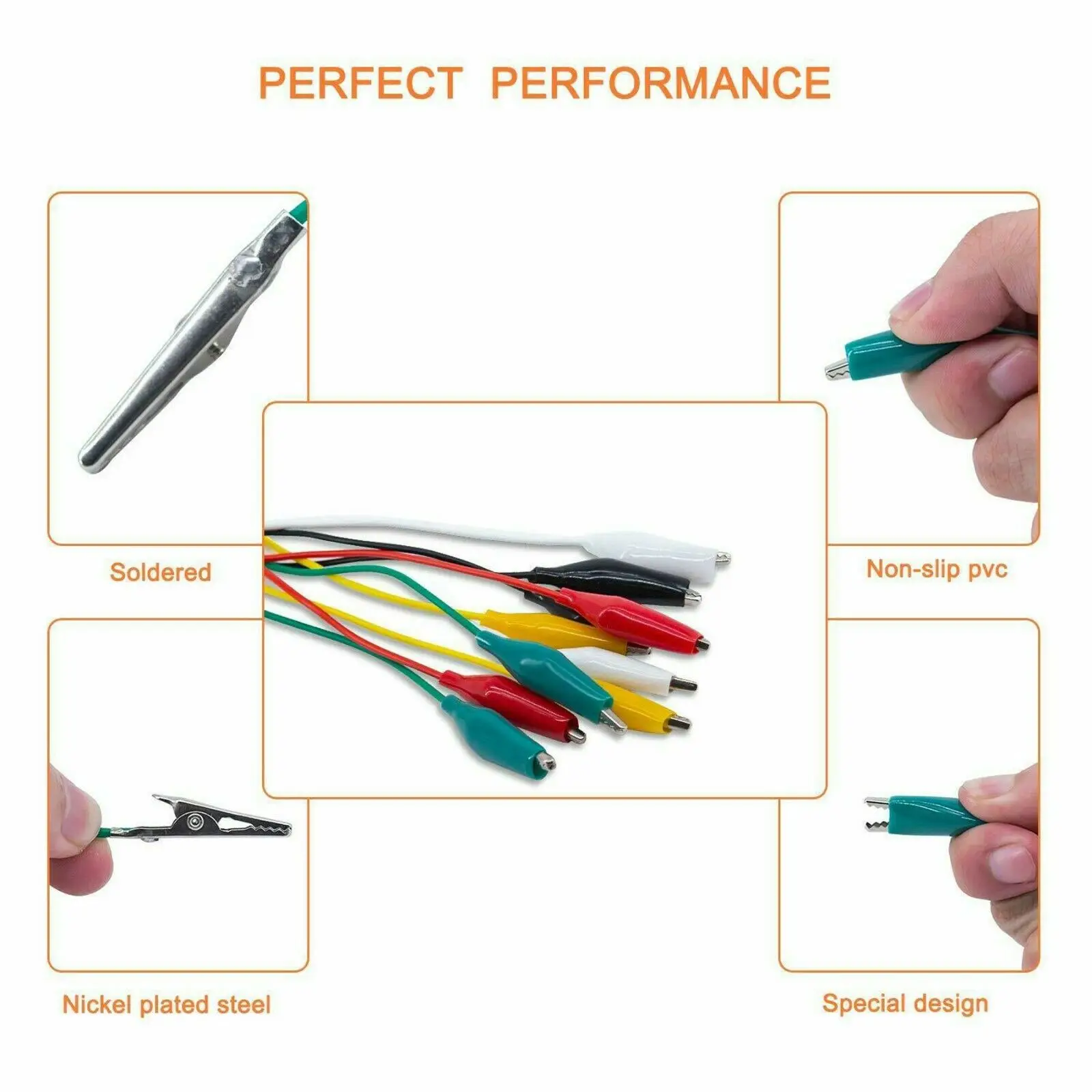 10PCS Electrical Alligator Clips with Wires Test Leads Sets and Stamping Jumper Wires for Circuit Connection/Experiment