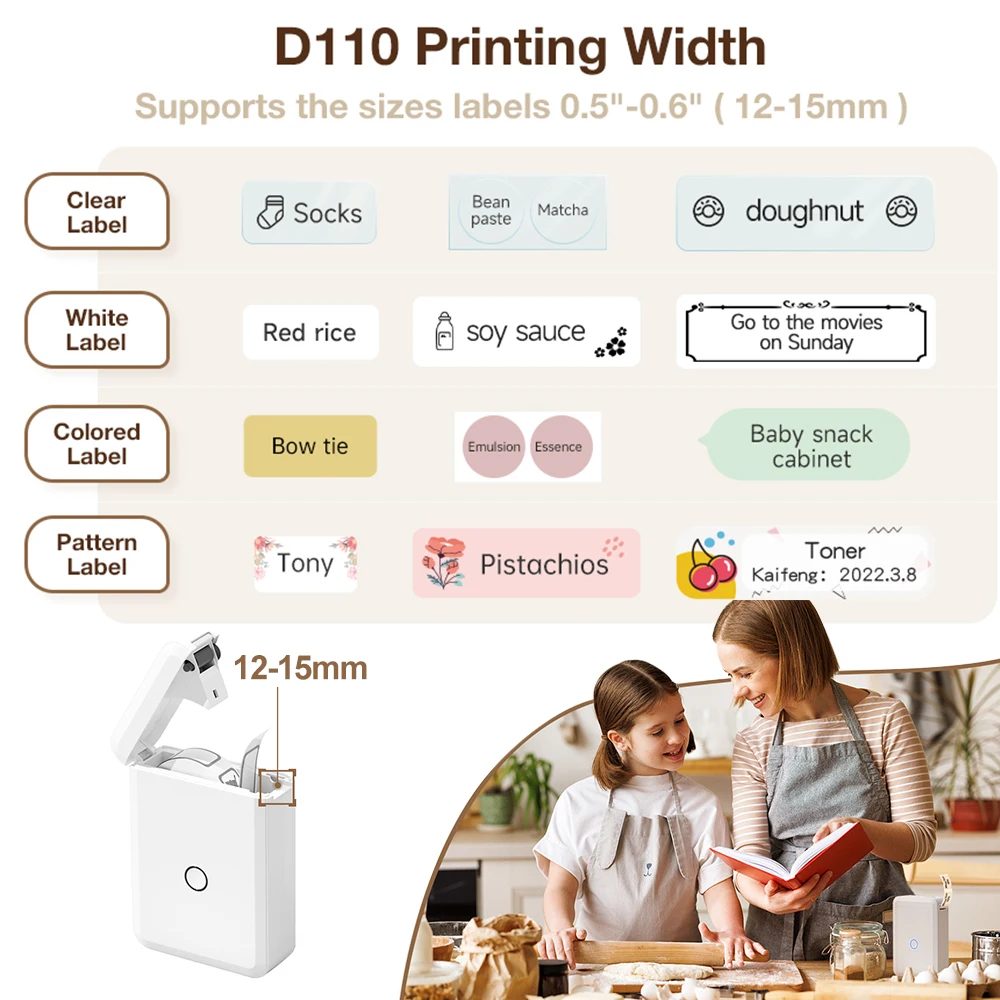 Niimbot D110 D11 Label Printer Machine Luminous Officia Sticker Transparents Paper Color Roll Waterproof Switch Labeller Printer