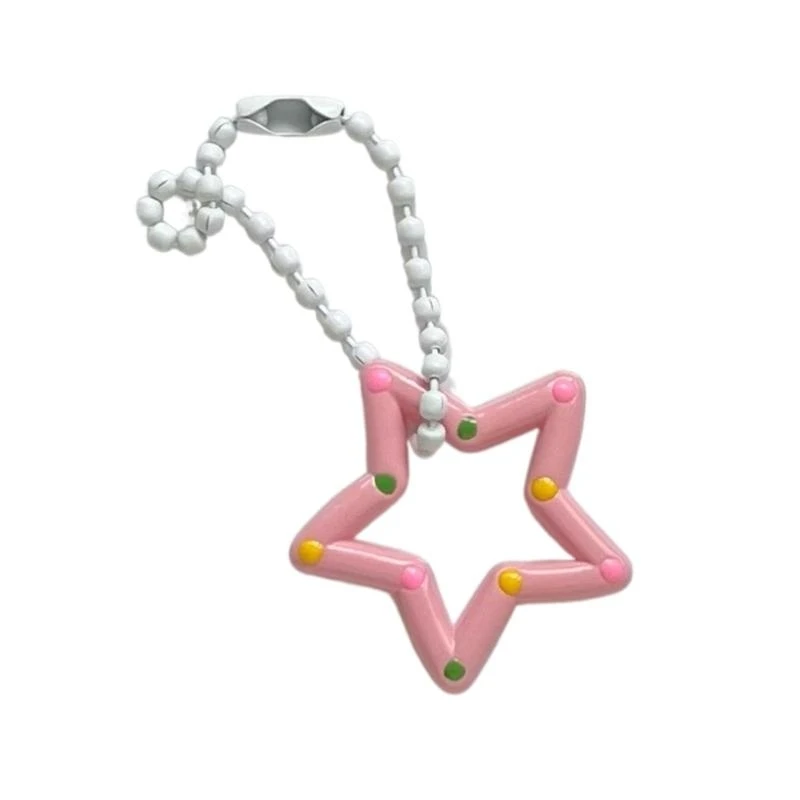 N58F Adorable Acrylic Star Keychain Colorful Hollow Out Five Point Star Charm Keyring