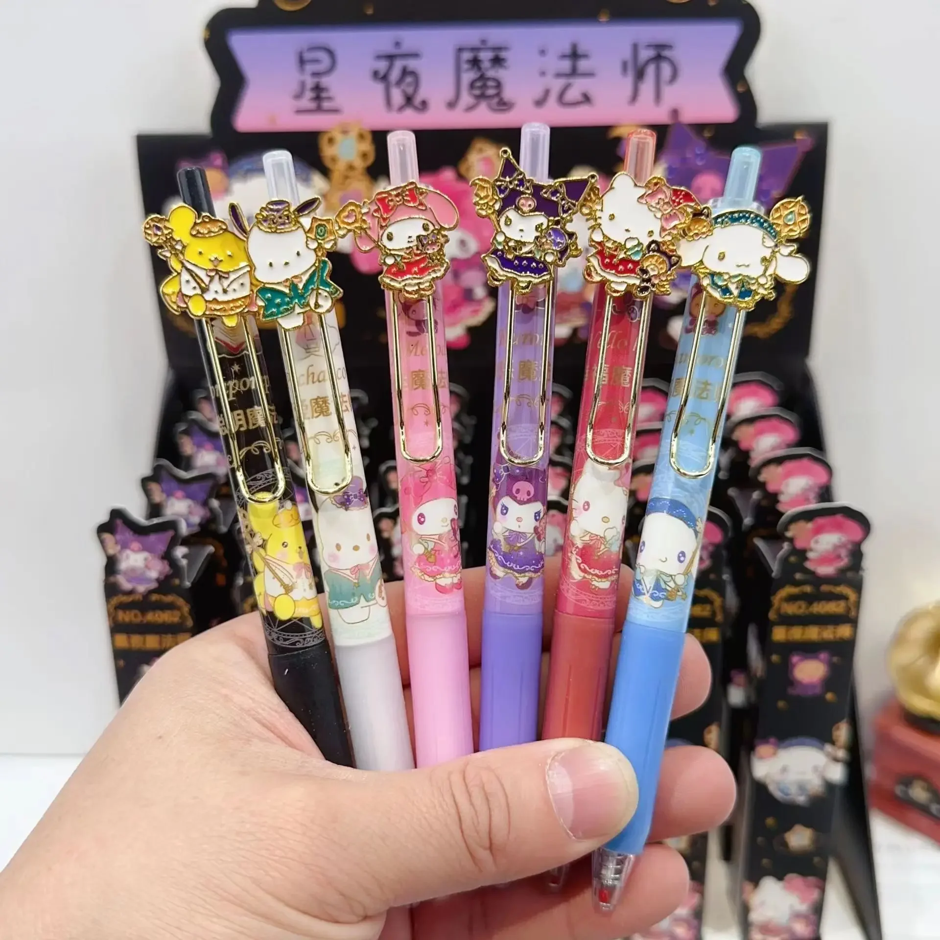 Random 1Box Alloy Metal Sanrio Magician Cartoon Kawaii 0.5mm Black ink Gel Pens TMymelody Kuromi Cinnamoroll Pochacco