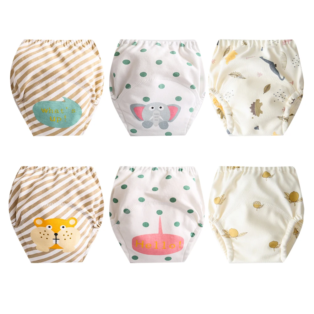トレーニング用の再利用可能なコットンパンティー,ベビーショーツ,おむつパンティー,下着,おむつ交換,6層,6個
