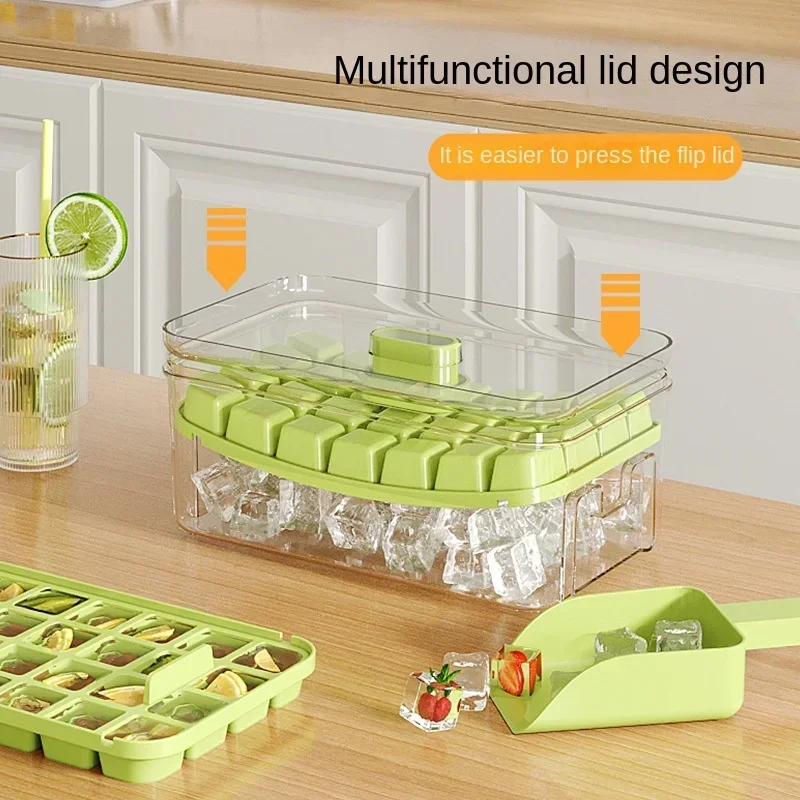 Ice Cube Mold Household Large Capacity Ice Maker Press Refrigerator Homemade Food Grade Artifact Ice Storage Box