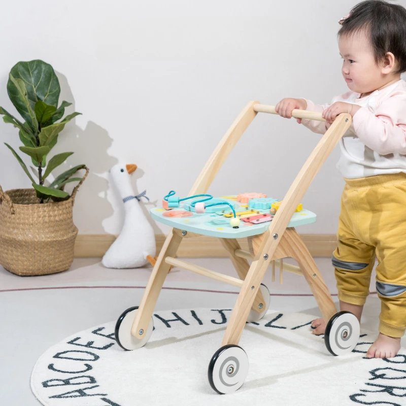 Giocattoli per bambini Girello in legno Educazione Montessori Carrello da tavolo occupato Giocattolo sensoriale Giocattoli matematici Giochi creativi Set di blocchi di costruzione