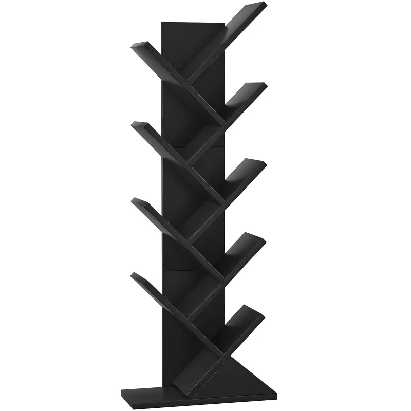 Modern Minimalist Shaped Wooden Bookshelf Small Tree-Shaped Cabinet for Home Office School Hotel Display for Living Room Bedroom