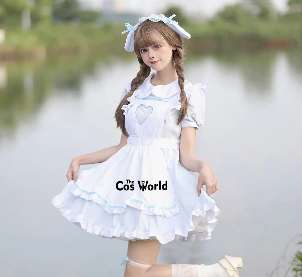 5 Kleuren S-5XL Japanse Lolita Hart Konijn Dienstmaagd Meid Restaurant Schort Jurk Uniform Outfits Anime Cosplay Kostuum