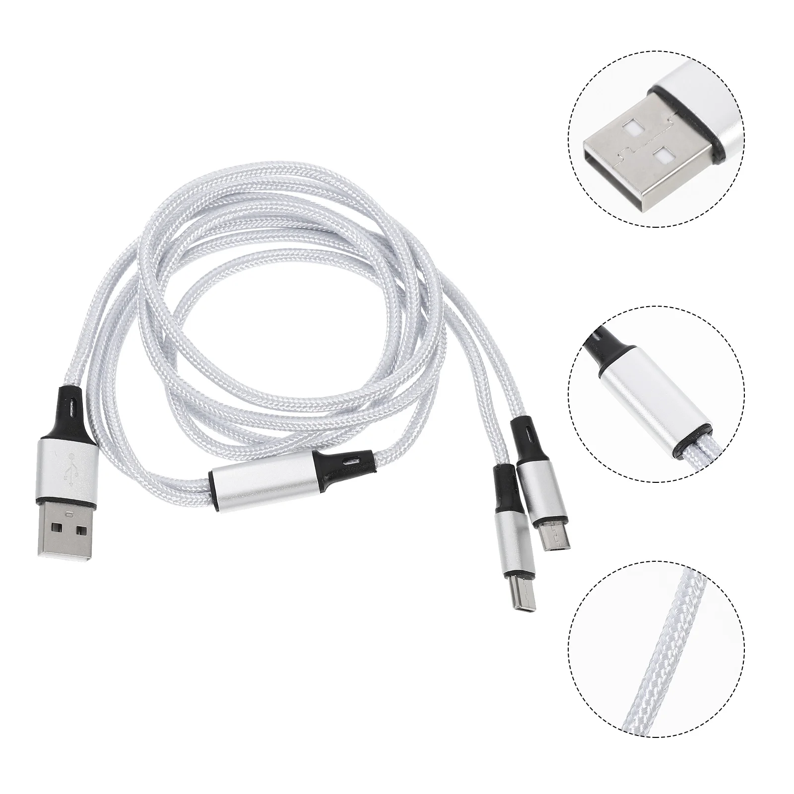 

Data Line Charging Cable Type-C Braided Wire Phone Practical Useful Nylon Dual Head Charge Cord USB Date