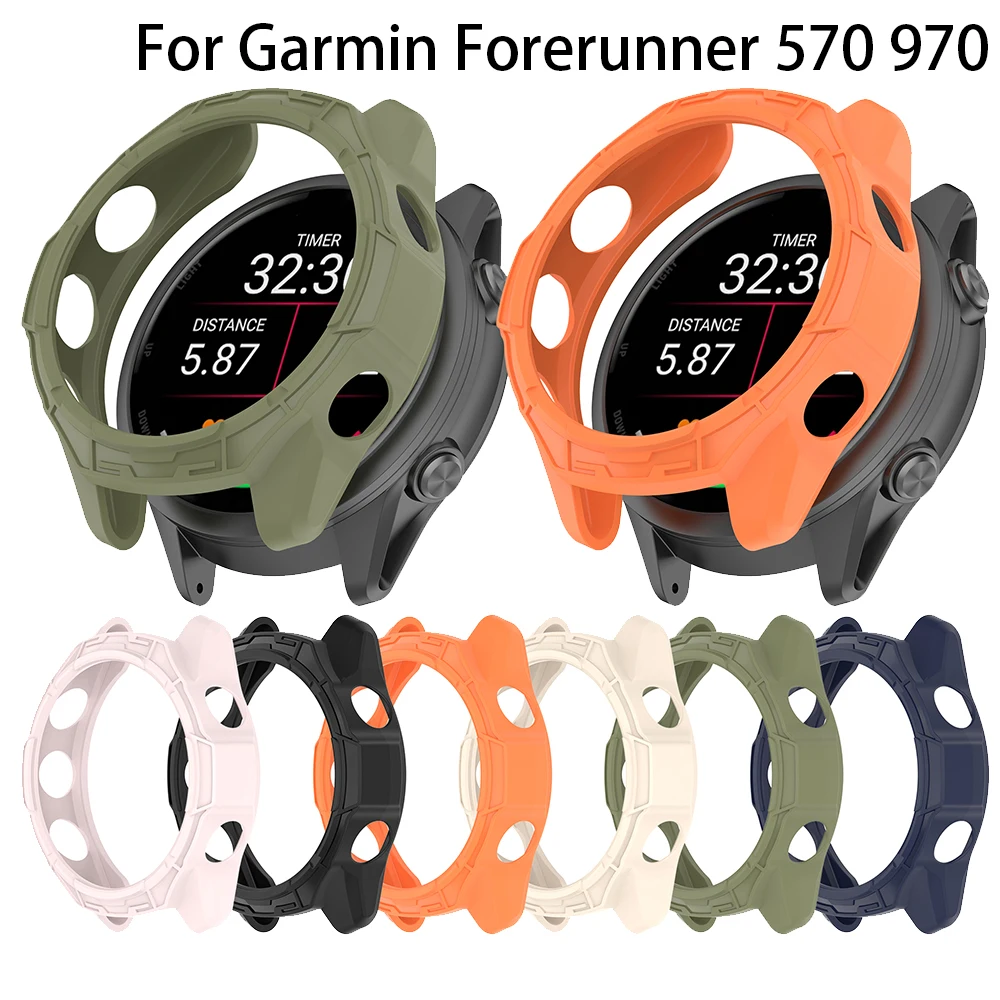 Armor Hollow TPU Protector Case dla Garmin Forerunner 570 42MM 47MM 970 Frame Hard Cover Protective Watch Shell Cases Bumper