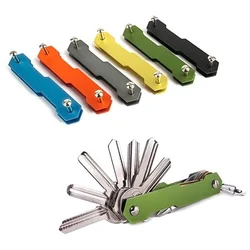 Key Holder Clip Organizer Compact Keychain Key Hard Aluminum Oxide Intelligent Flexible Aerospace Case（Random Color）