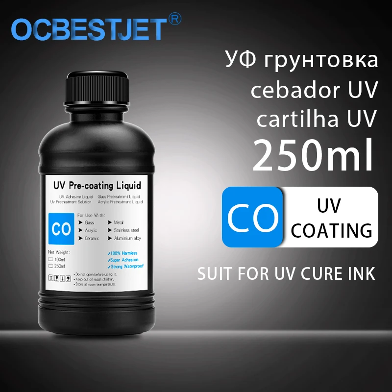 250ML UV Pre-Coating Primer For UV Flatbed Printer Curing Ink For Printing On Glass Ceramic and Acrylic Metal