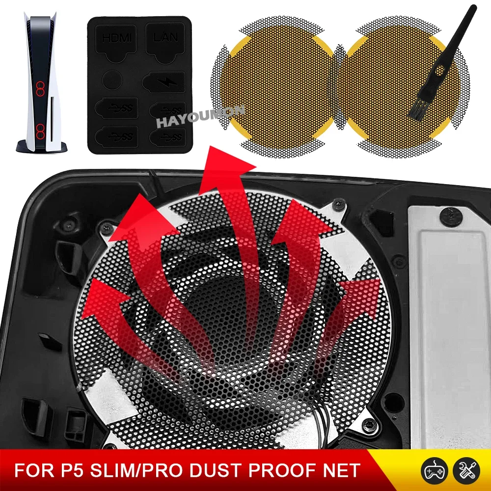 Kühlventilator-Lüftungsschlitze Staubfilter für PS5 Slim PS5 Pro Zubehör Spielkonsole Staubdichte Sets Silikon-Staubstopfen Set Zubehör