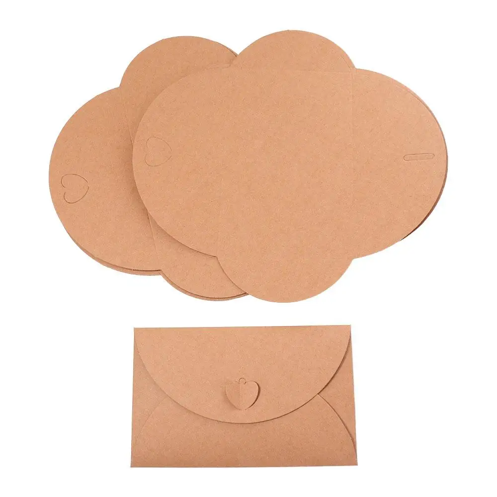 10pcs Handmade Gift Card Vintage Paper Envelopes Envelope Kraft Paper Love Button