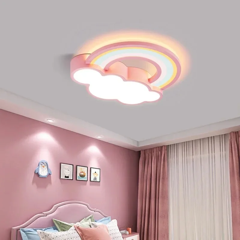 

Children's Room Ceiling Light Cartoon Rainbow Cloud Simple and Female Bedroom Children's Princess Room Lighting Fixtures