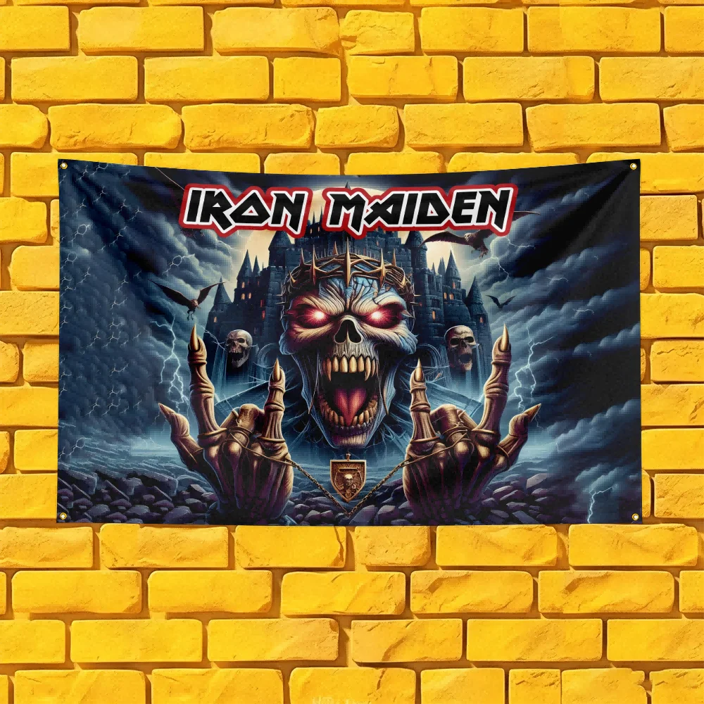 Iron Maiden Inspired Rock Band Flag 3x5 FT Polyester Banner For Man Cave Wall Decor Fan Gift