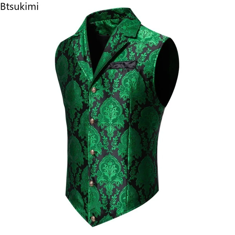 2025 High End Jacquard Fabric Men's Sleeveless Suit Vest Fashion Slim Wedding Party Stage Performance Dress Vests Male Waistcoat