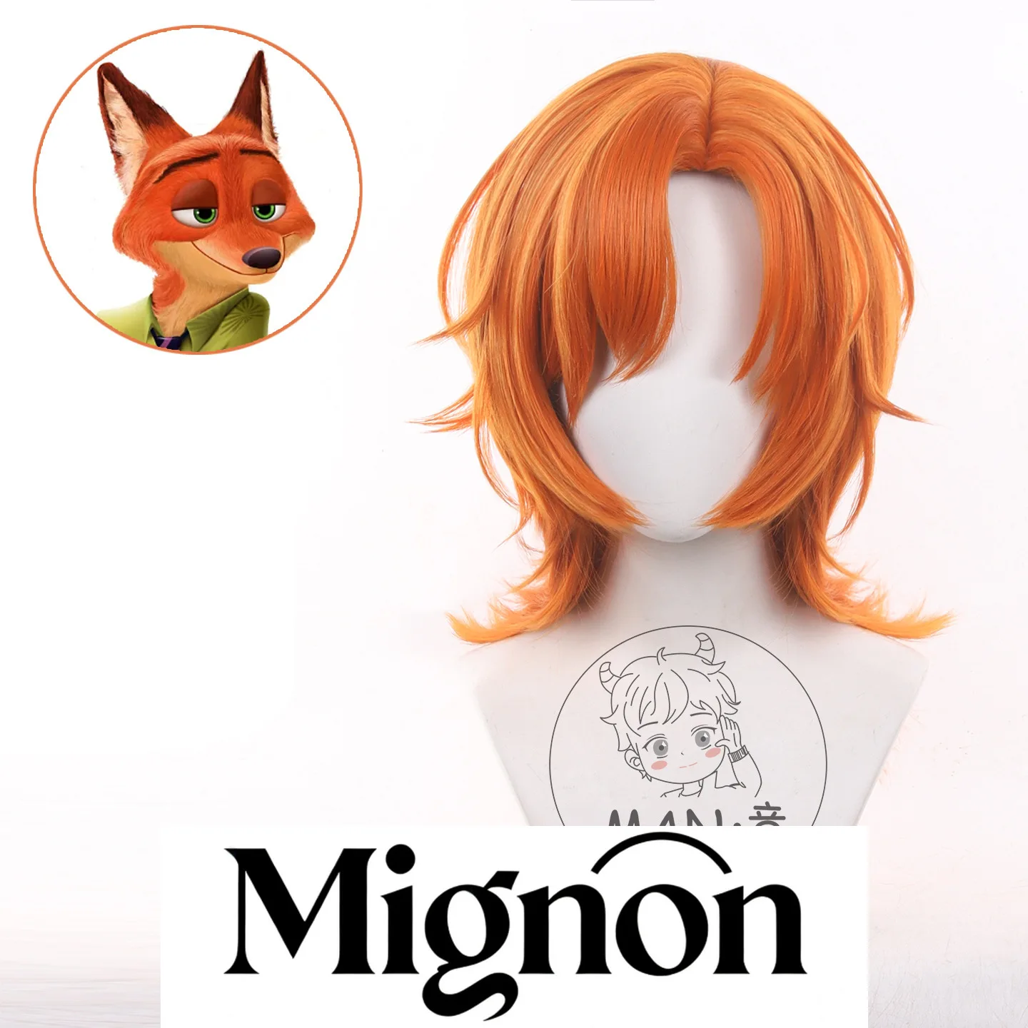 Zootopia 2 Nick Wilde Cosplay Wig Nick Large Scalp Top Wolf Tail Flipped Halloween