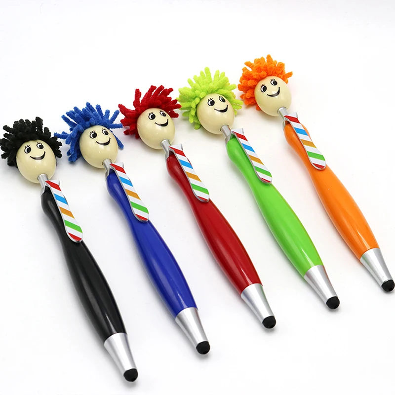 3-in-1 Stylus Pen Mop Topper Ballpoint Pens Screen Cleaner Stylus Pens Duster School Office Stationery Touch Screen Phones