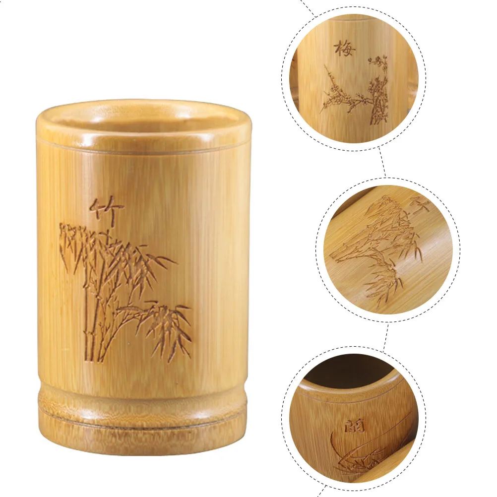 

Premium Bamboo Pen Holder Creative Storage Holder For Office Home Desktop Organizer Pencil Brush Container Students