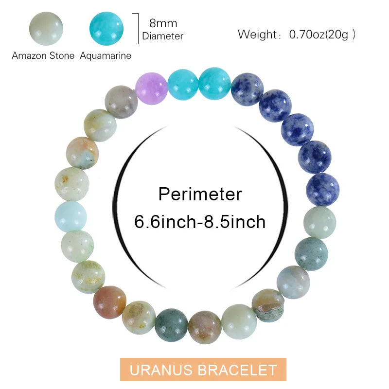 WG 1pc Natural Stone Universe Solar System Eight Planet Crystal Stone Beaded Bracelet Cosmic Planet Handmade Jewelry