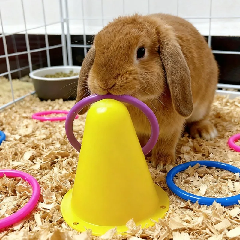 Juguete de Conejo de 7 cm con Forma de Cono, Juguete Interactivo para Masticar y Entrenar para Animales Pequeños, Educativo, para Aliviar el Aburrimiento