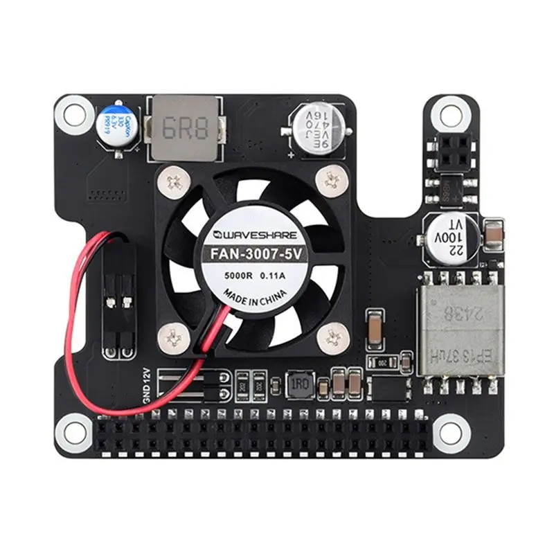 Waveshare For RDK X5 Poe HAT With Fan+Heatsink For D-Robotics RDK X5 Motherboard IEEE 802.3Af/At Expansion Board