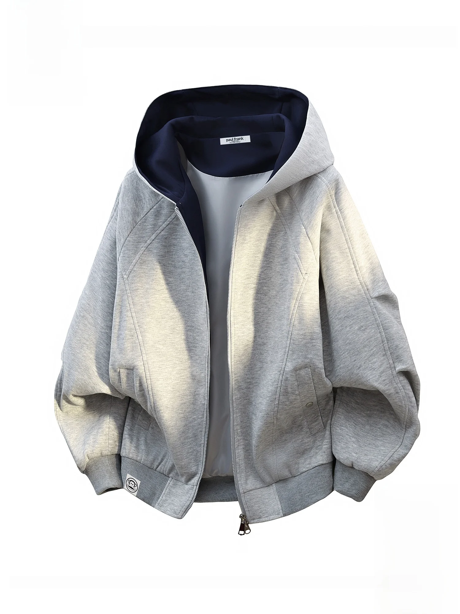 

PaulFrank Loose Fit Hoodie Cardigan Men's Spring Casual Long Sve Comfortable Polyester Couples Outerwear Big Mouth Monkey