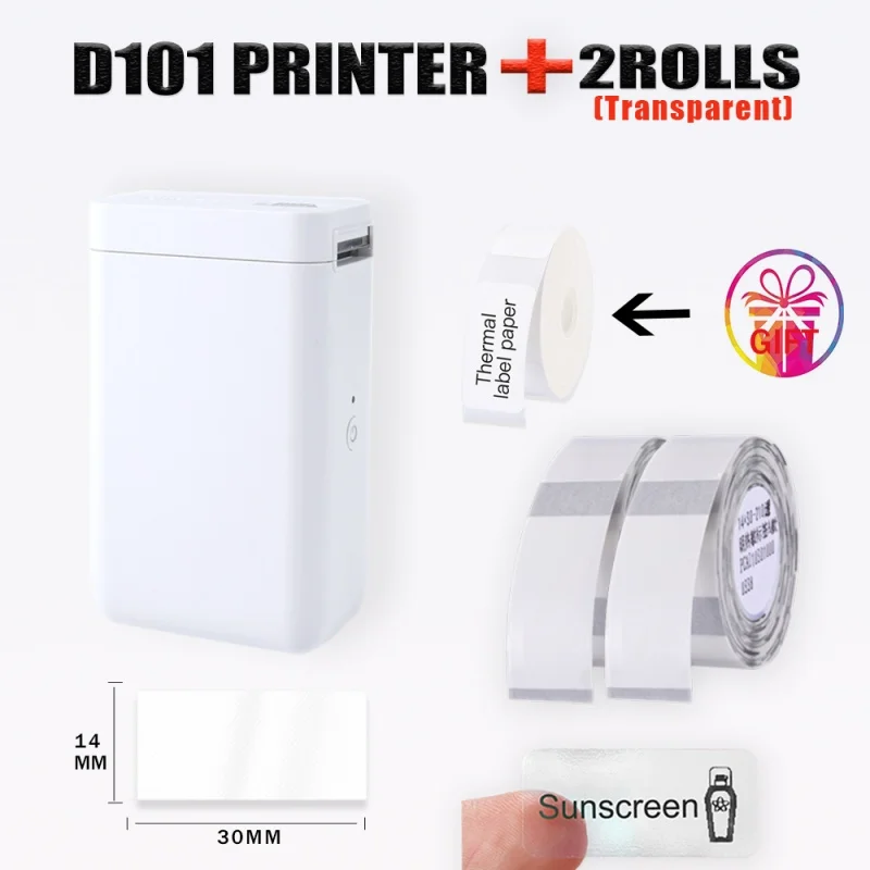 Convenient & Lightweight Niimbot D101 Thermal Label Printer Direct Line Thermal Printing with Waterproof & Anti-Oil Label Papers