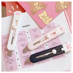 Kawaii Mini-cuchillo Portátil de Arte con forma de Pata de Gato, abridor de letras de dibujos animados, manualidades, papelería multiusos para estudiantes