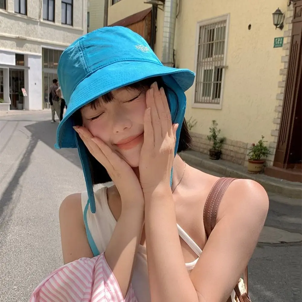 Japanese Show Face Small Strap Bucket Hats Women Summer Thin Breathable Sunshade Sun Protection Sweet Versatile Loli Basin Caps