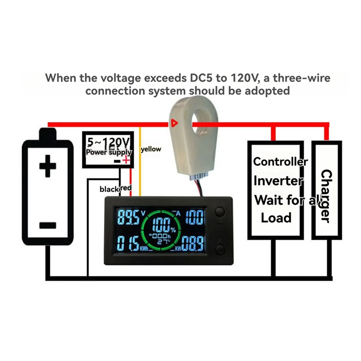 

Color Screen Bluetooth Hall Coulomb Meter Lithium Battery Power Display Electric Car RV Voltage Current Power 400A