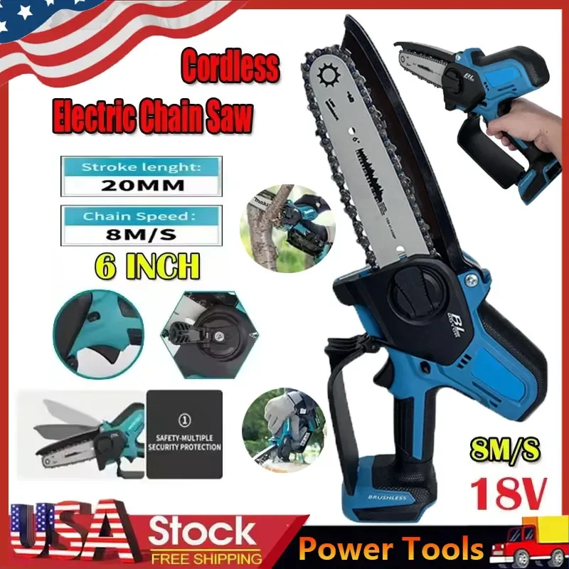 

Аккумуляторная цепная пила для обрезки деревьев, бесщеточная, для аккумуляторов 18В, мини-электропила, садовый электроинструмент